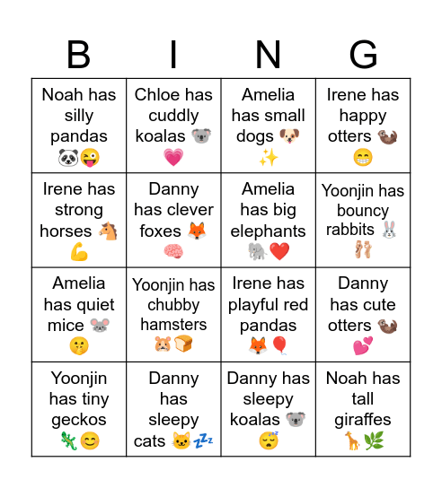 Danny has clever foxes 🦊🧠 Bingo Card