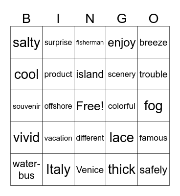 Lesson 1_英コⅡ　Bingo Card