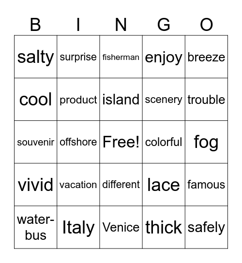 Lesson 1_英コⅡ　Bingo Card