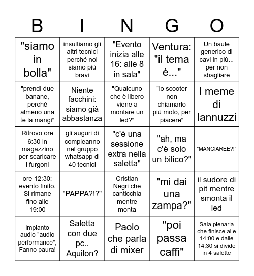 Bingo LVS Edition Bingo Card