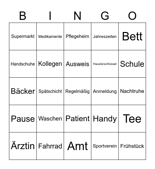 Arbeit&Alltag-- Bingo Card