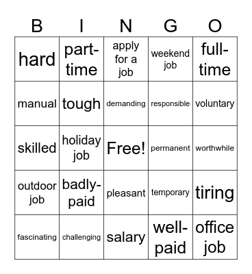 Jobs and work collocations Bingo Card