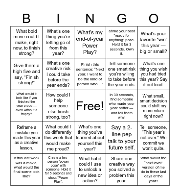 Power Plays Bingo Card