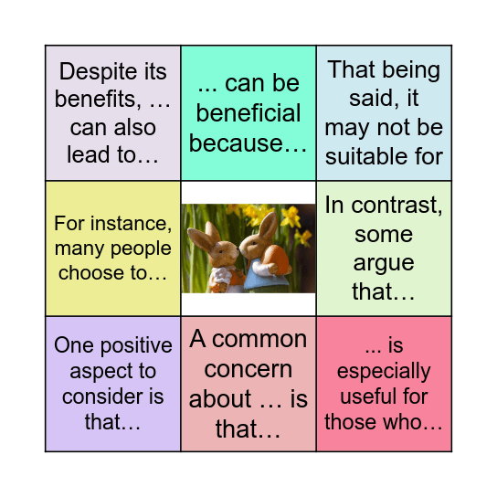 Spring break activities Bingo Card