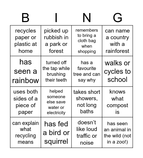 Find someone who - green edition🌿 Bingo Card