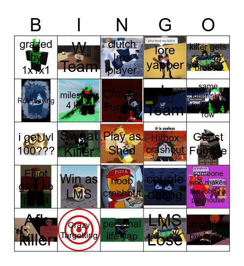 Shedletsky Forsaken Bingo Card