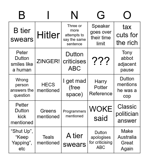 Well, gg [REDACTED] Bingo Card