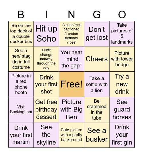 Birthday bash bingo Card