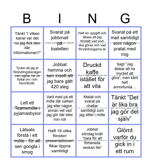 Vad stämmer på mig? Bingo Card