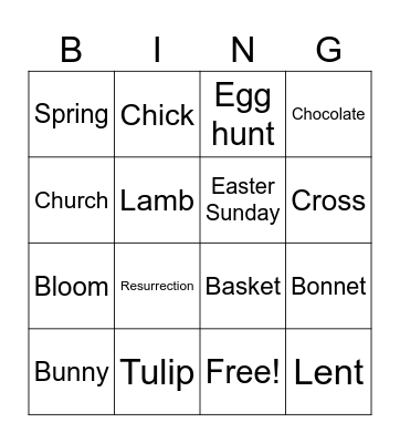 Easter Bingo Card