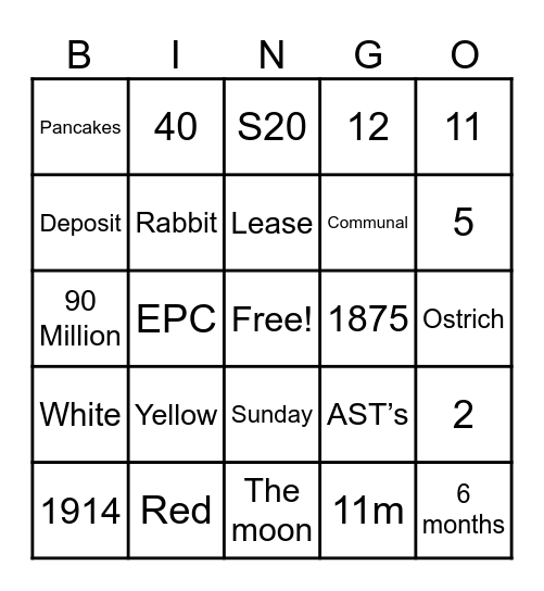 Easter Bingo Bonanza Bingo Card