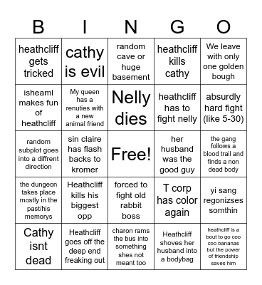 Canto 6 bingo Card