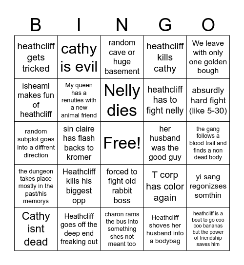 Canto 6 bingo Card