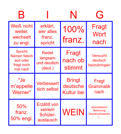 papa allemand Bingo Card