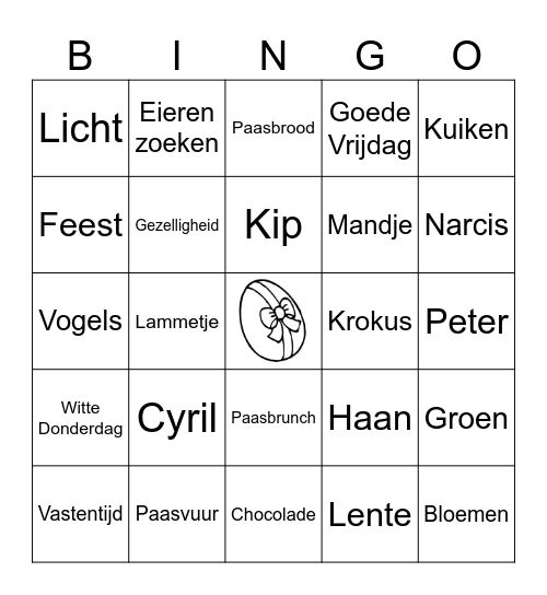 Paas Bingo Card
