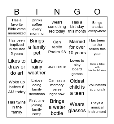 HUMAN BINGO Card