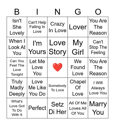 Moni's Musical Moment Bingo Card