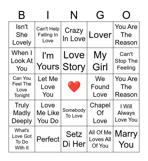 Moni's Musical Moment Bingo Card