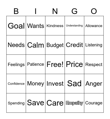 Financial Literacy and Emotional Intelligence Bingo Card