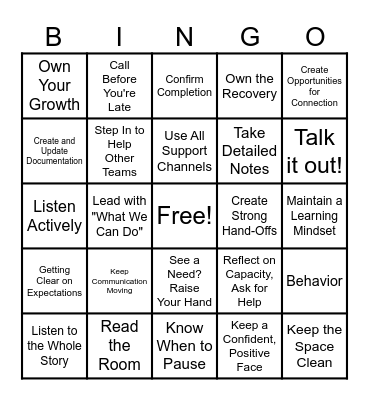 Infinet Culture Bingo Card