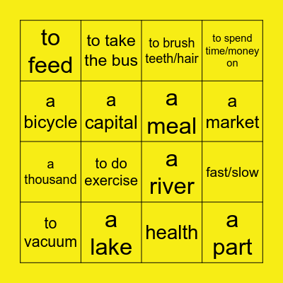 Vocabulary Bingo Card