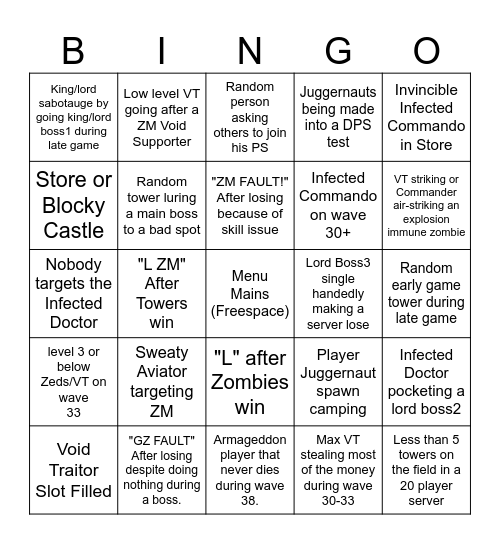 Tower Battles: Battlefront Experience Bingo Card