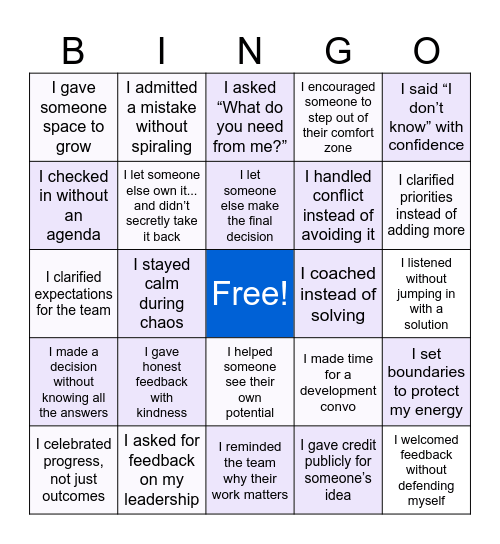 I'm becoming the leader of my dreams Bingo Card