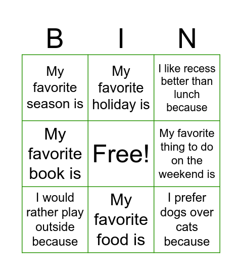 Restating the Question Bingo Card