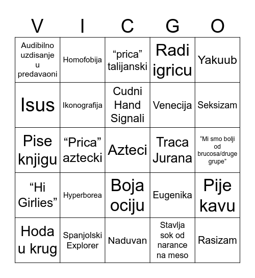 Vickoza Bingo Card