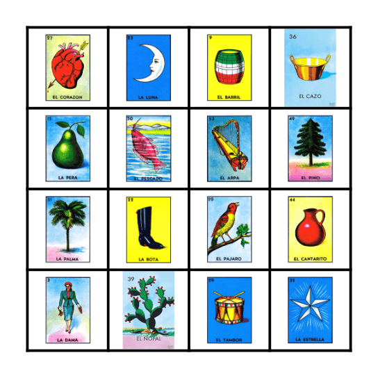 Loteria Mexicana C&D Bingo Card
