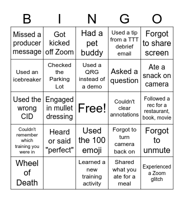 TTT Bingo Card