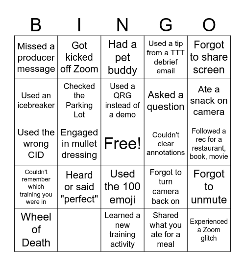 TTT Bingo Card