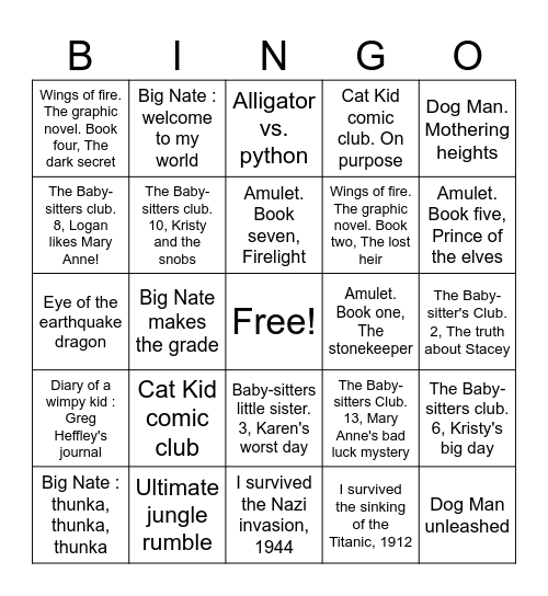 Book Bingo Card