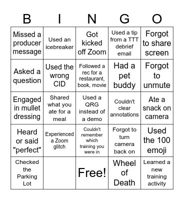 TTT Bingo Card