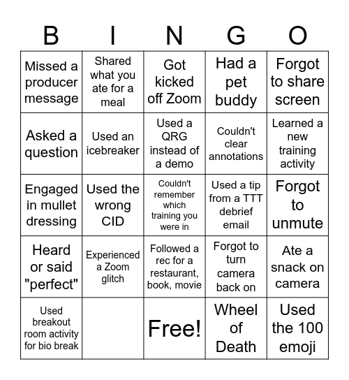 TTT Bingo Card