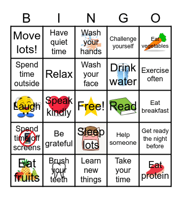 Healthy Habits Bingo Card