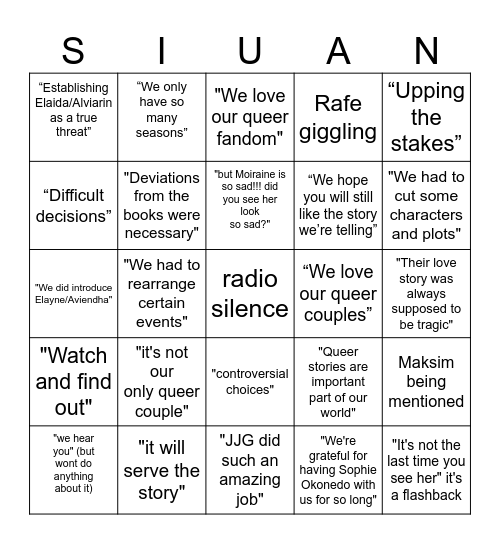 Square of Excuses Bingo Card