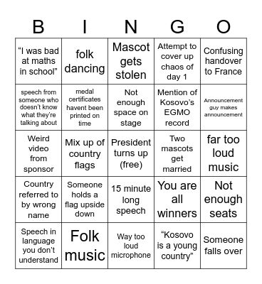 Closing Ceremony 2025 Bingo Card