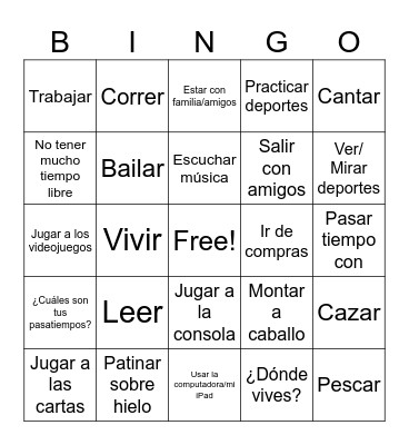 Pasatiempos Bingo Card