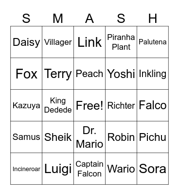 Smash Randomizer Bingo Card