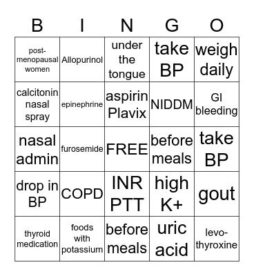 MISC Bingo Card