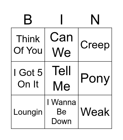 90s Bingo Card
