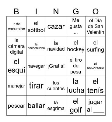 ¿Qué te gusta hacer? Bingo Card