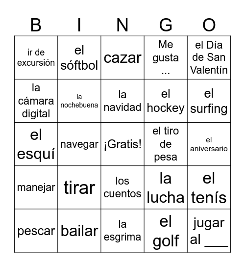 ¿Qué te gusta hacer? Bingo Card