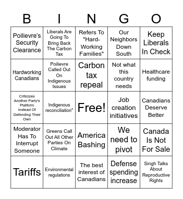 CAP Leaders Debate 2025 2 Bingo Card