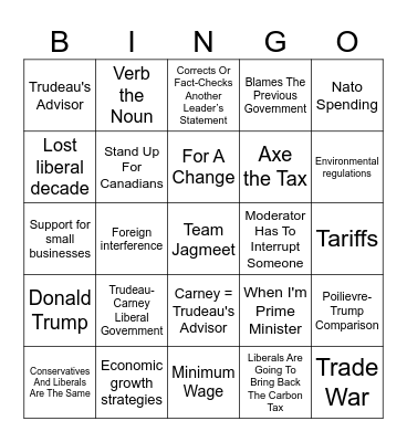 TJ Leaders Debate Bingo 2025 Bingo Card