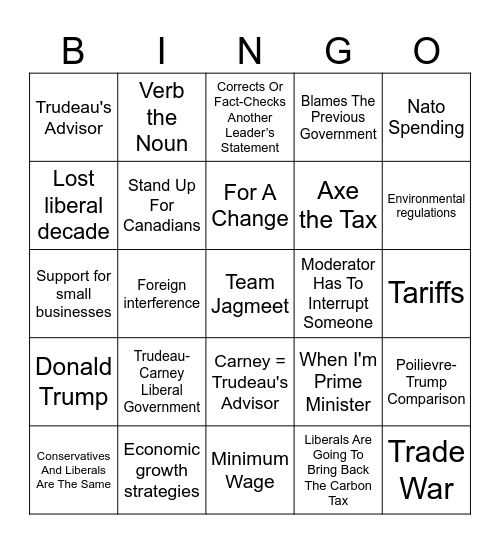 TJ Leaders Debate Bingo 2025 Bingo Card