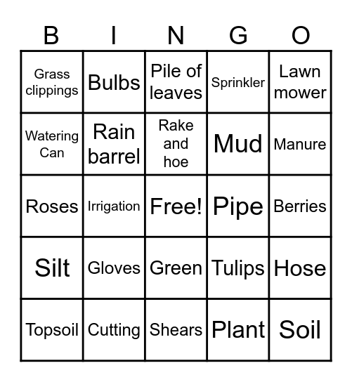 Crestview Gardening Bingo Card