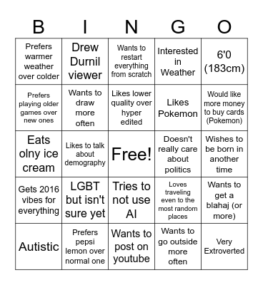 Meivy's bingo Card