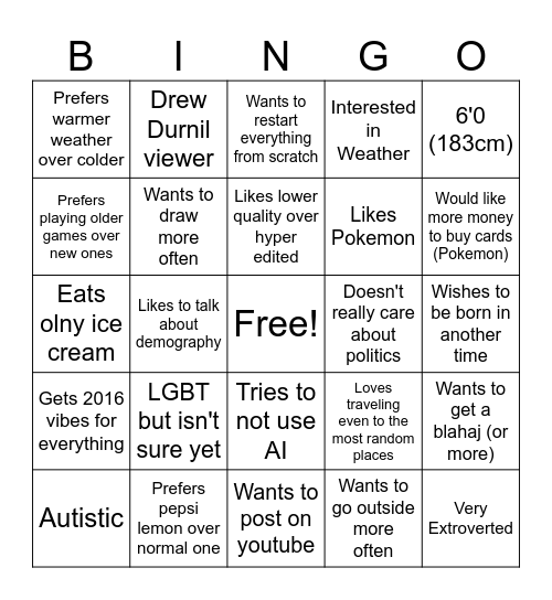 Meivy's bingo Card